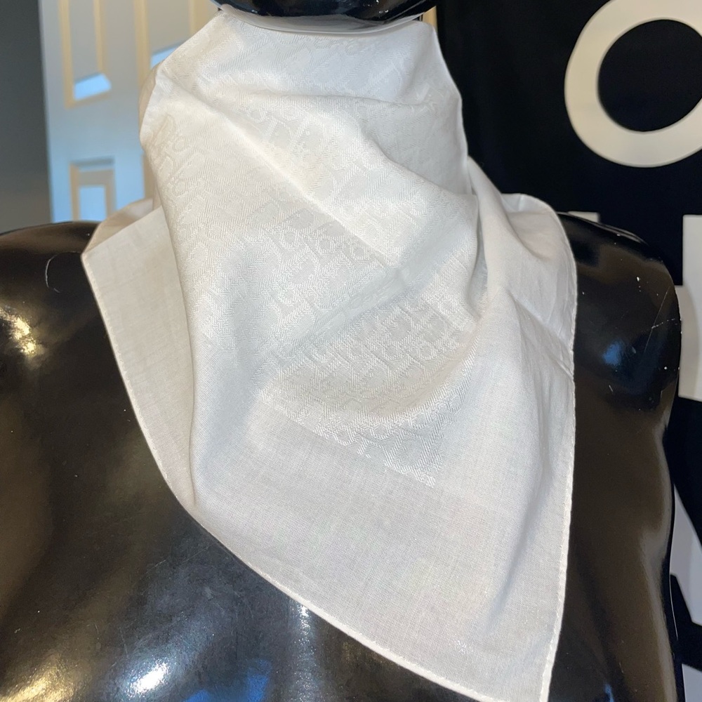 Christian Dior rare white oblique scarf pocket square